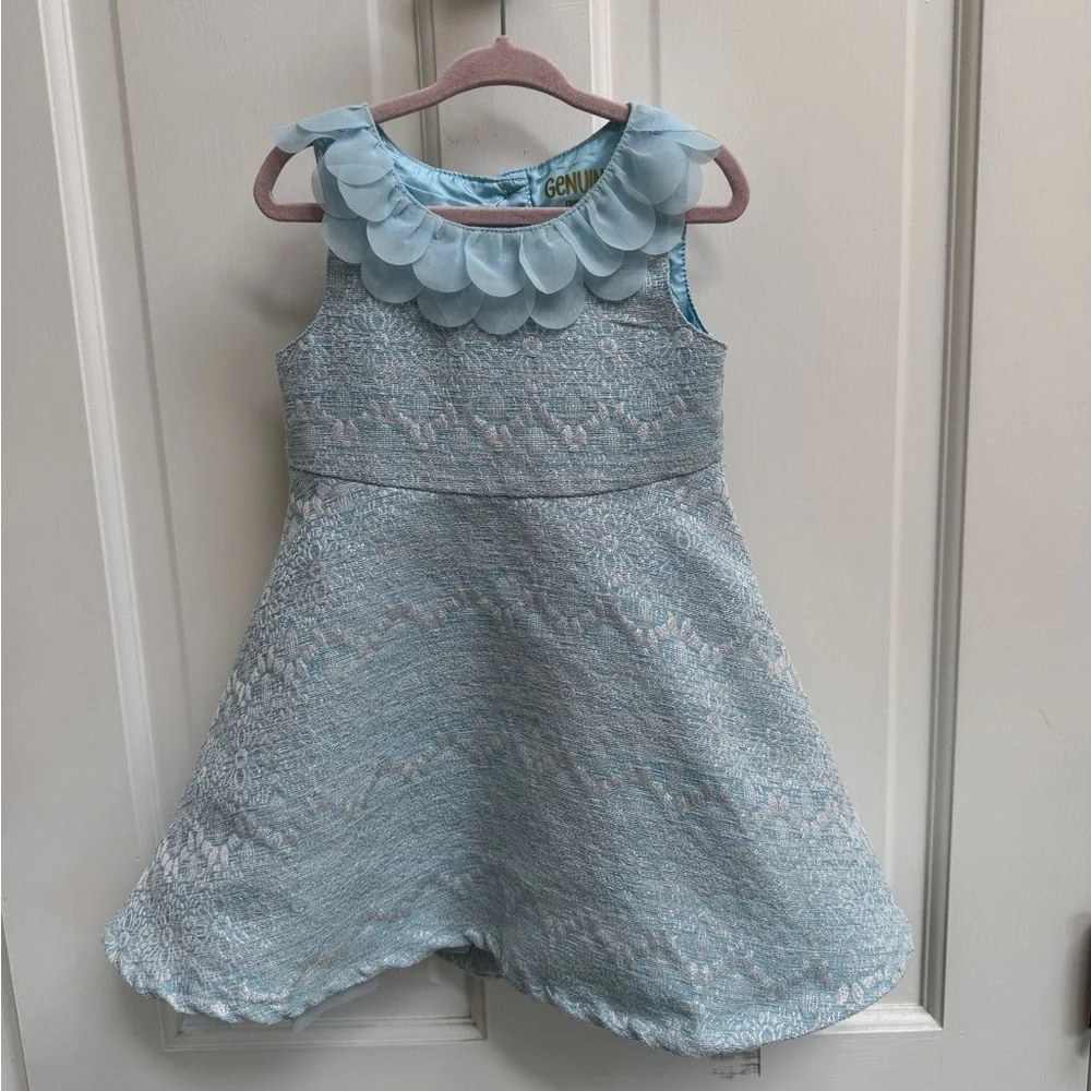 NWOT OshKosh B'gosh 3T Formal Blue Ruffled A-Line Sleeveless Dress